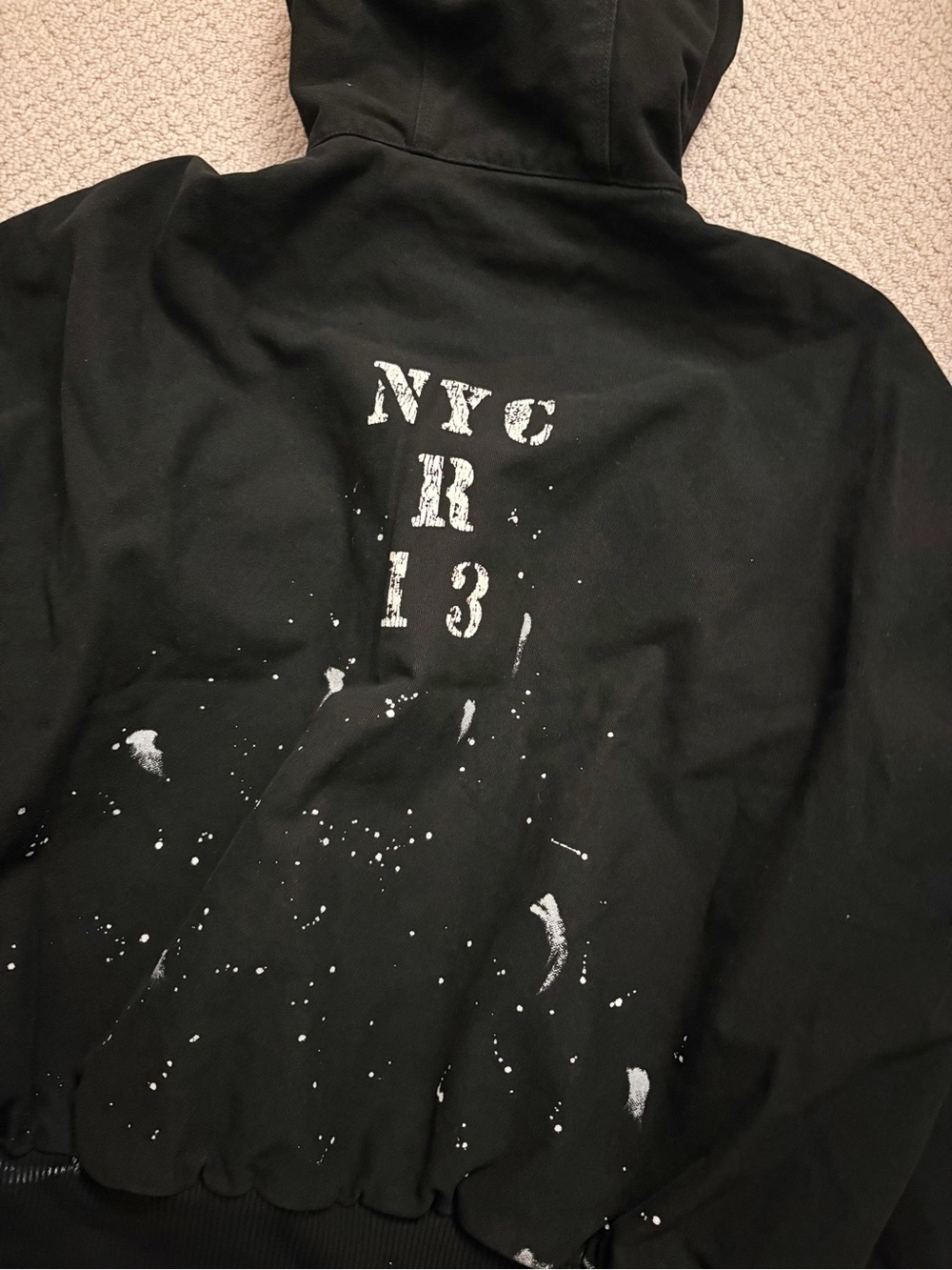R13 Black Hooded Oversized Jacket with Padded Lining Size S Unisex - Picture 11 of 16